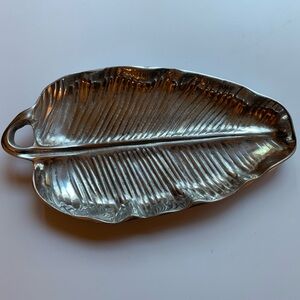 silver tone banana Leaf-Shaped Serving Tray